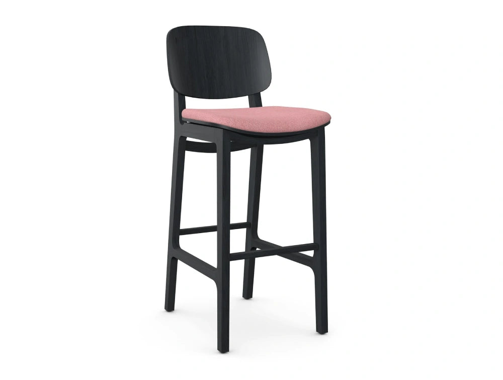 Verge Wooden Barstool with Upholstered Seat Pad