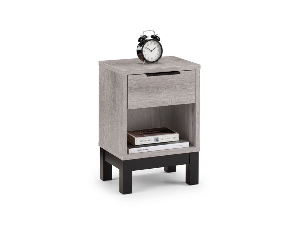 Verona 1 Drawer Bedside Table Grey Oak 2