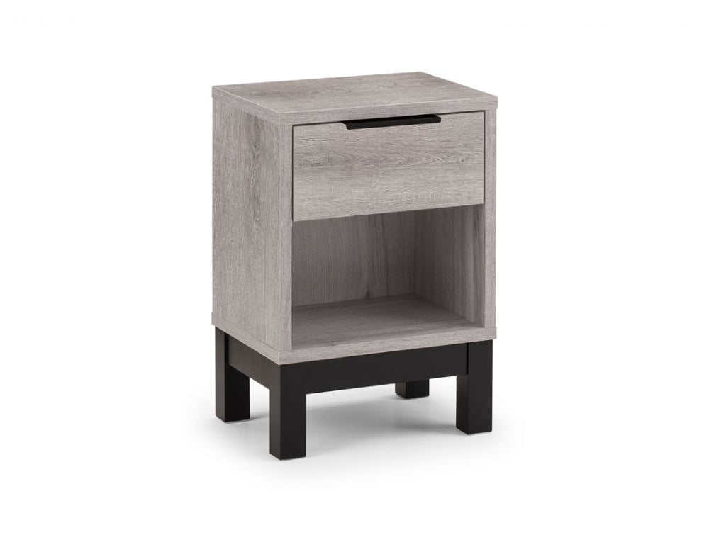 Verona 1 Drawer Bedside Table Grey Oak