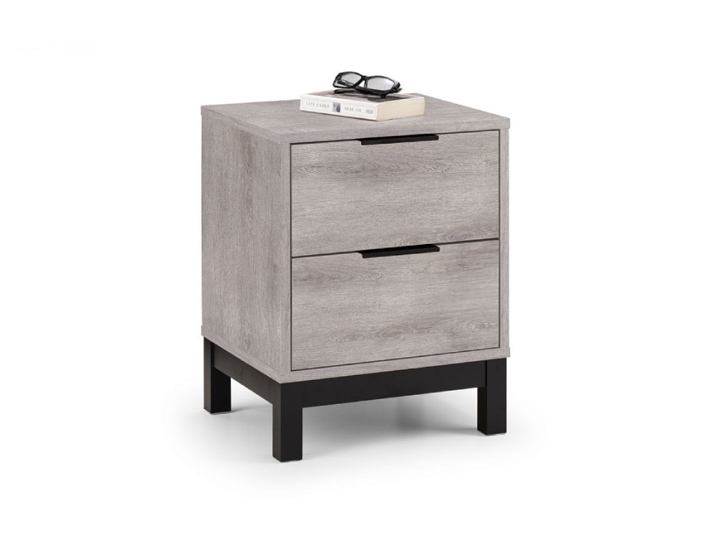 Verona 2 Drawer Bedside Table Grey Oak 2