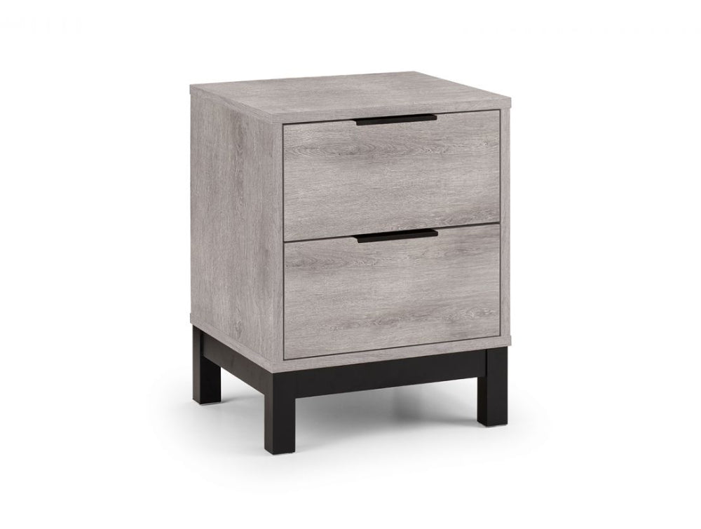 Verona 2 Drawer Bedside Table Grey Oak