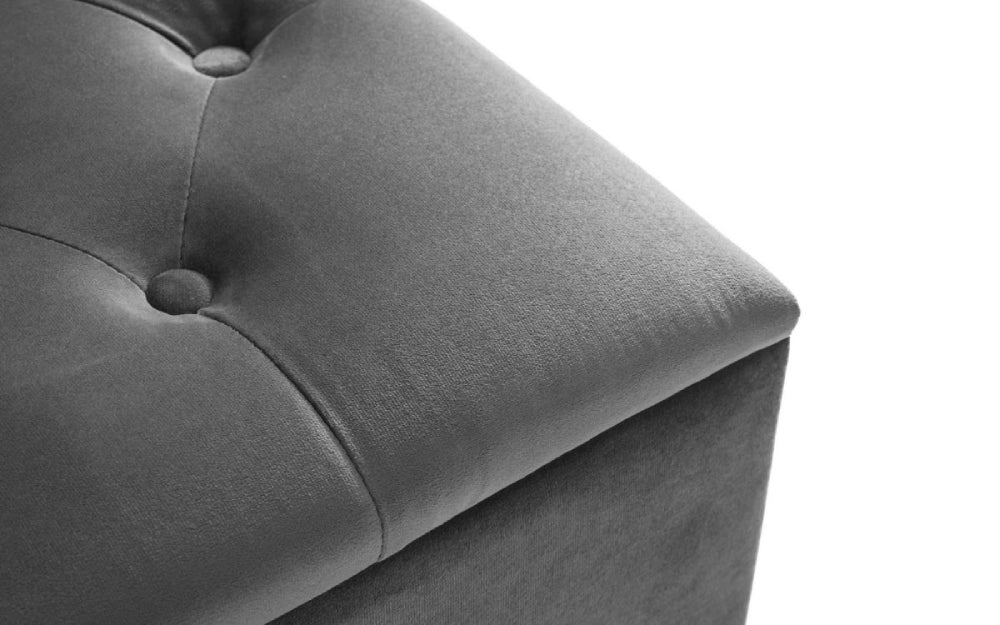 Verona Upholstered Blanket Box Dark Grey Top Corner Detail