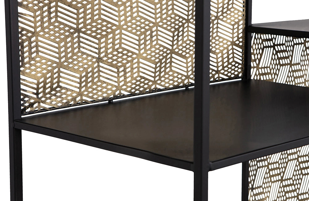 Viktor Display Cabinet - Black/Antique Brass Shelf Detail