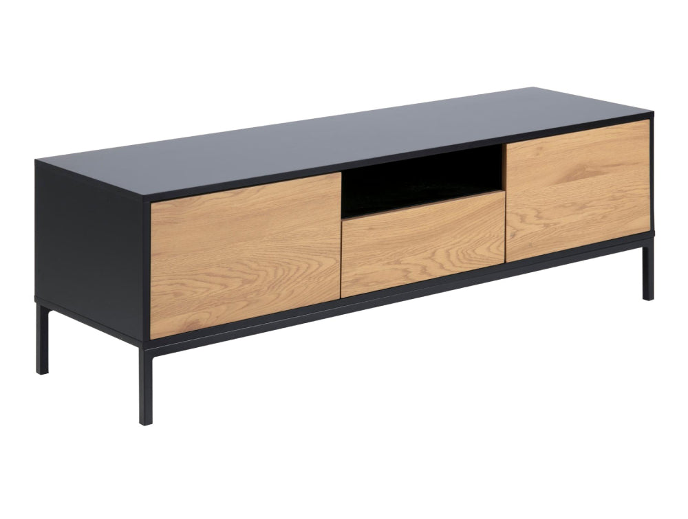 Walt Media TV Unit with 2 Door Drawer Black Marble 2