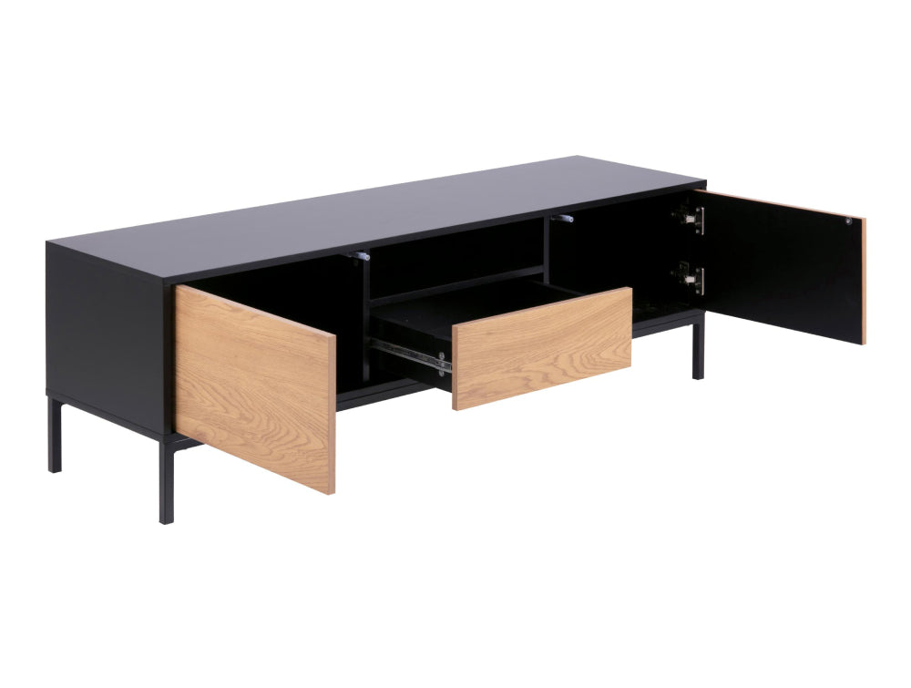 Walt Media TV Unit with 2 Door Drawer Black Marble 3