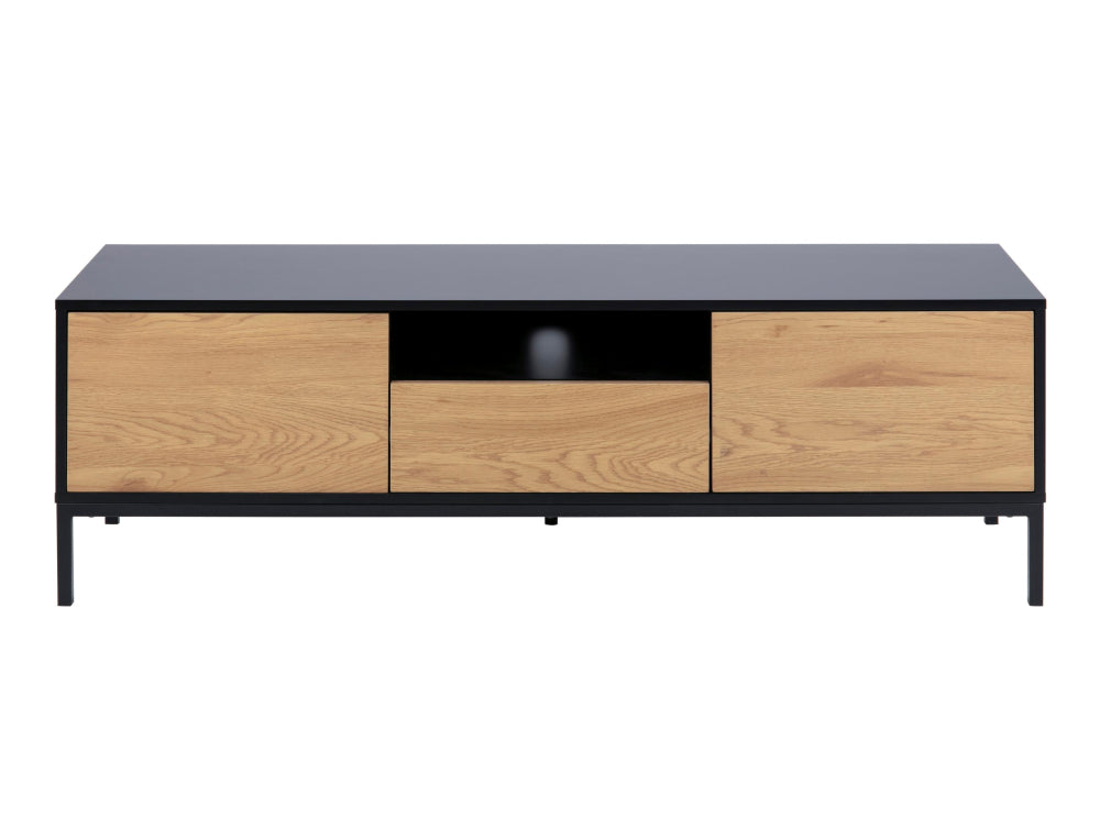 Walt Media TV Unit with 2 Door Drawer Black Marble