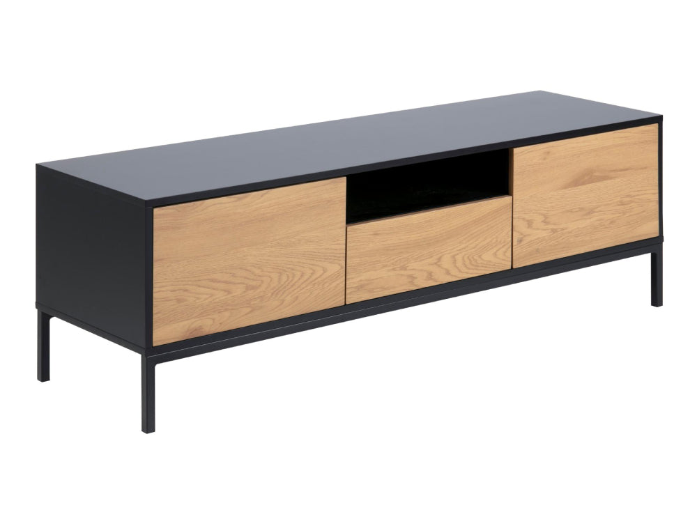 Walt Media TV Unit with 2 Door Drawer Rough Melamine Wild Oak 2