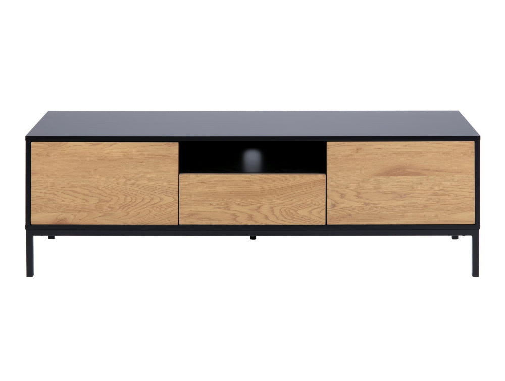 Walt Media TV Unit with 2 Door Drawer Rough Melamine Wild Oak 3