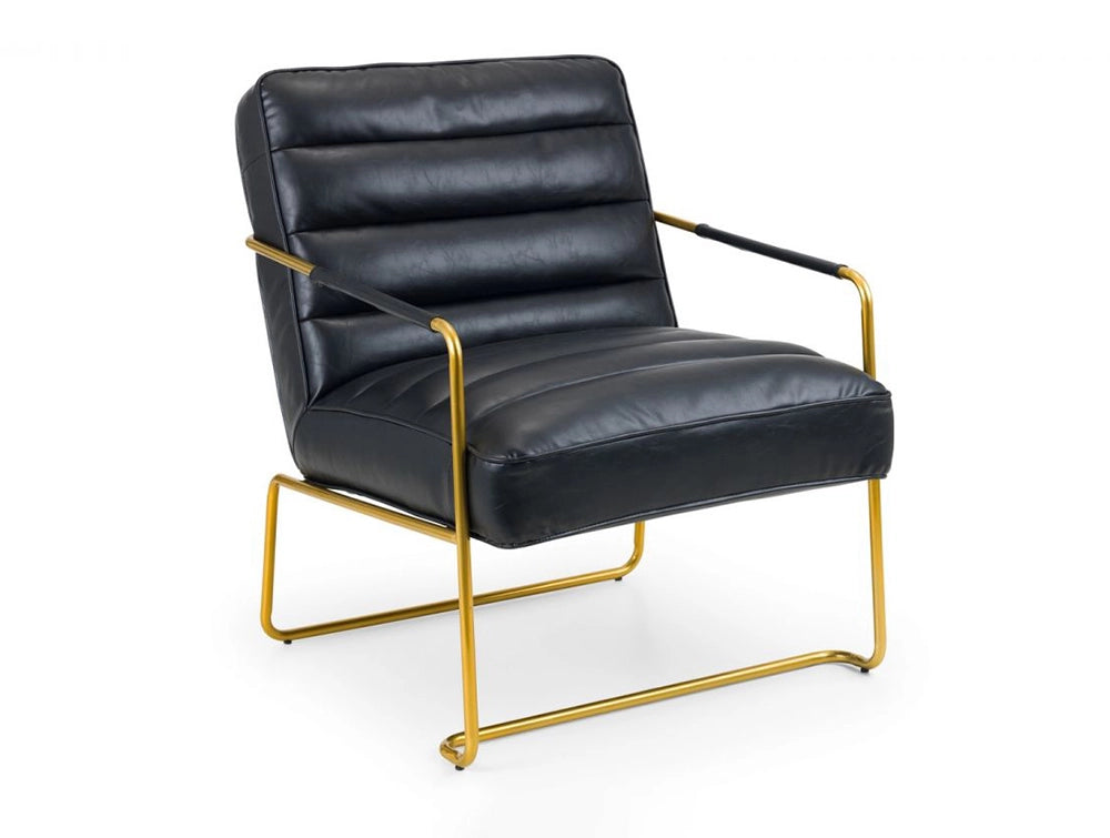 William Black Leather Accent Chair