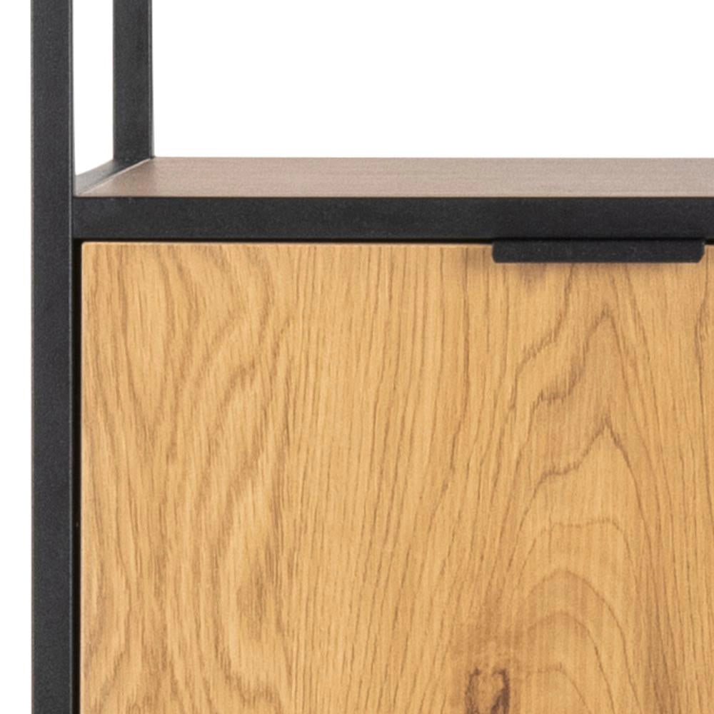 Winnie Asymmetrical Bookcase Matte Oak Cabinet Detail