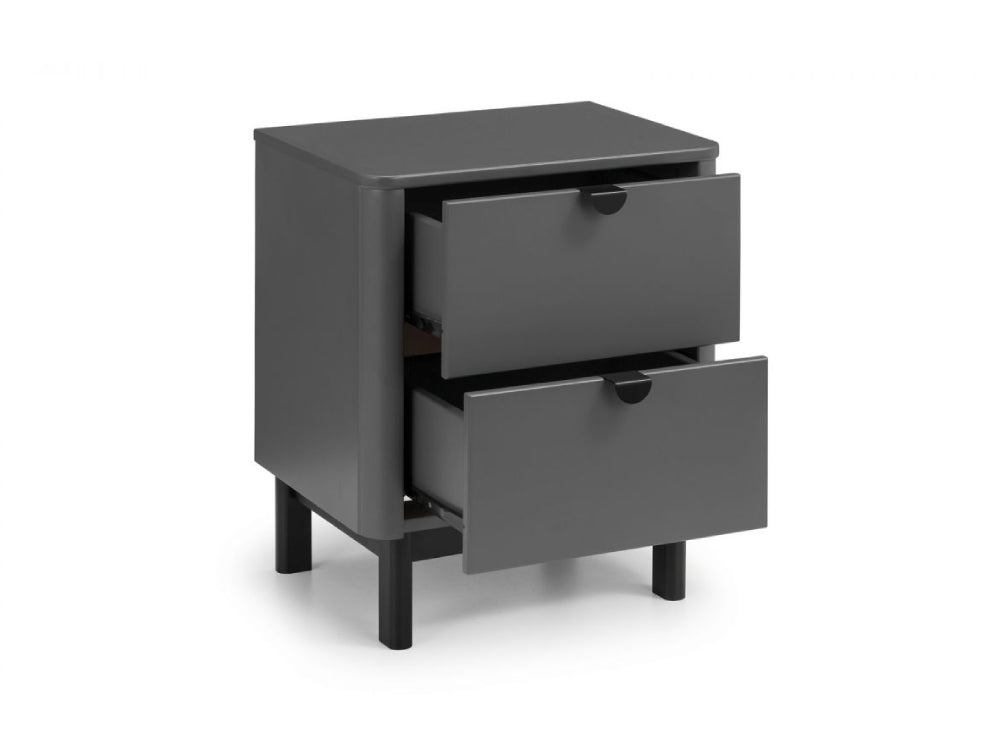 Zoe 2 Drawer Bedside Table Grey 2